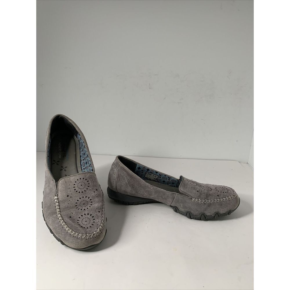 Skechers Bikers Expressway Suede Memory Foam Loafer Women 10 M Gray 49109‎
